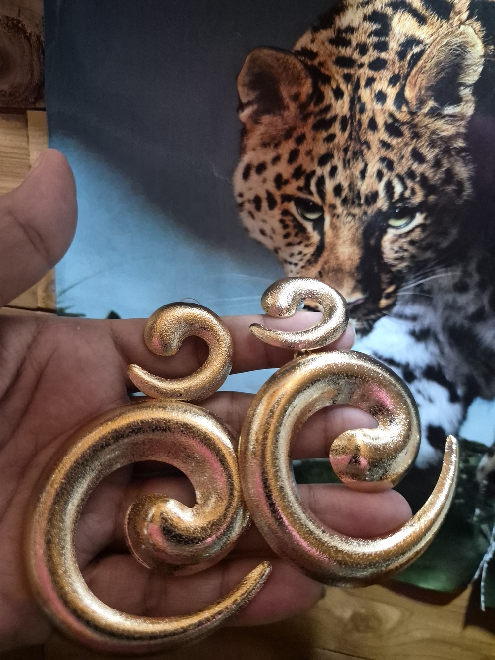 Gold Spiral Statement Earrings - Bold Women's Fashion Jewelry
